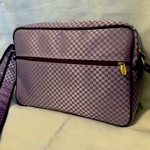 Crossbody handbag purple shine accent fabric adjustable strap goldtone hardware